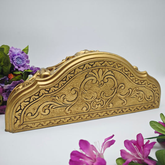 Wandkonsole goldfarben Hollywood Regency Barock shabby Chippendale halbrunder Konsolen Wandtisch französisch Flurtisch Konsolentisch Lilien
