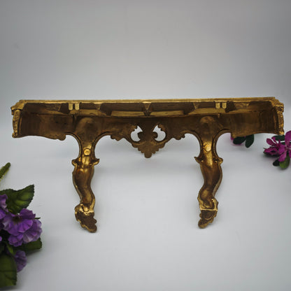Wall console gold Hollywood Regency Baroque shabby Chippendale semicircular console wall table French hall table console table lilies