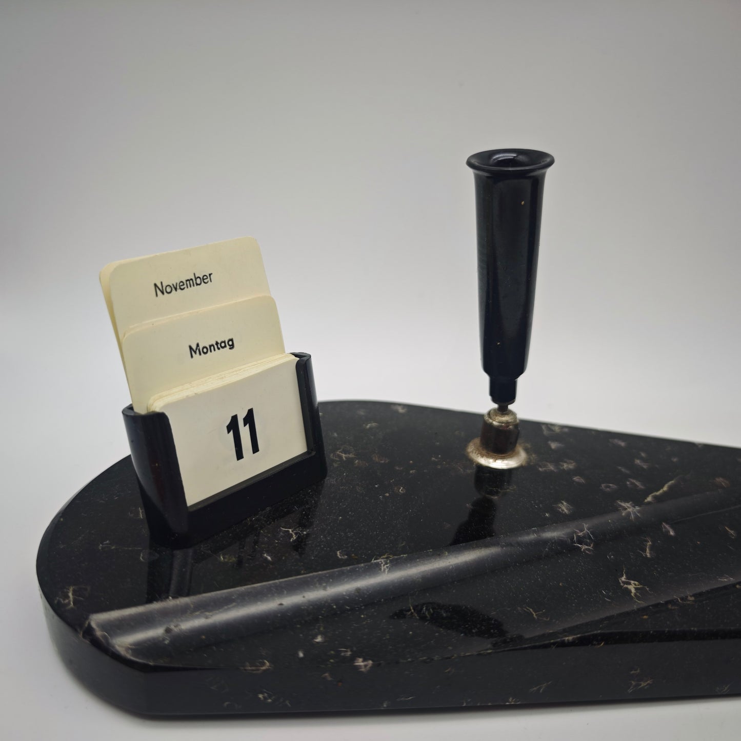 Schreibtischgarnitur mit ewigem Kalender Stifthalter Briefständer Marmor schwarz Ablage Büro organizer Schreibtisch Set Dekoration