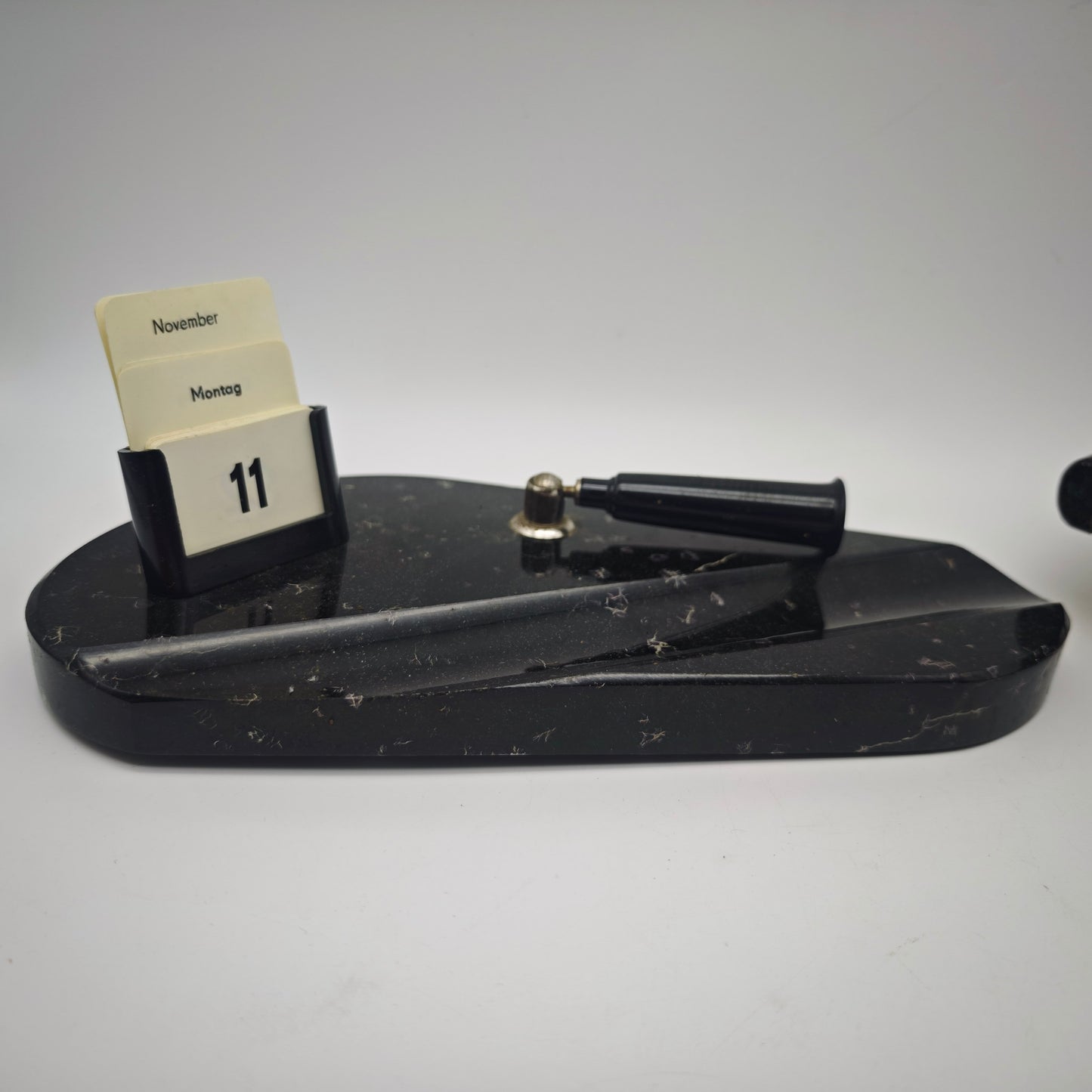 Schreibtischgarnitur mit ewigem Kalender Stifthalter Briefständer Marmor schwarz Ablage Büro organizer Schreibtisch Set Dekoration