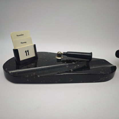 Schreibtischgarnitur mit ewigem Kalender Stifthalter Briefständer Marmor schwarz Ablage Büro organizer Schreibtisch Set Dekoration