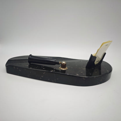 Schreibtischgarnitur mit ewigem Kalender Stifthalter Briefständer Marmor schwarz Ablage Büro organizer Schreibtisch Set Dekoration