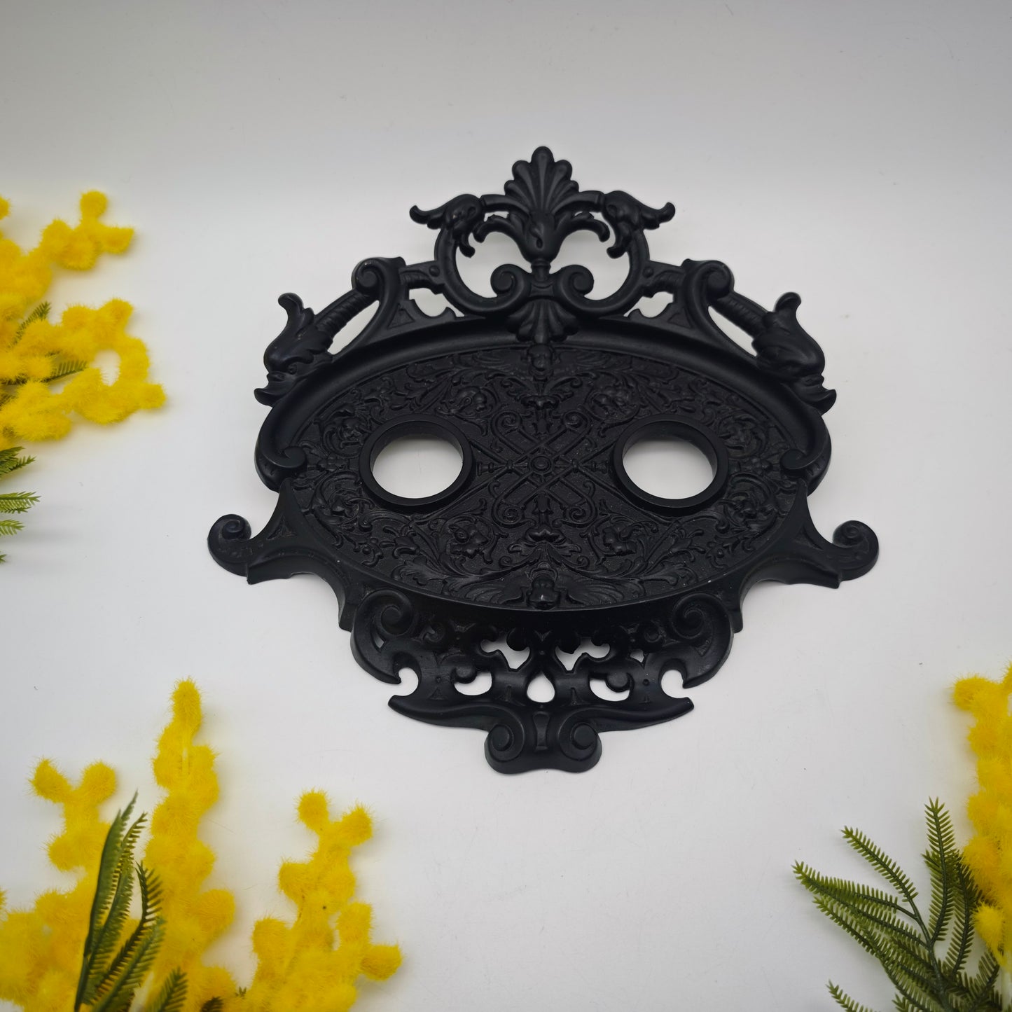 Schreibtischset schwarz Eisen Tintenfass Ornamente Lilie Briefhalter Ablage Büro organizer