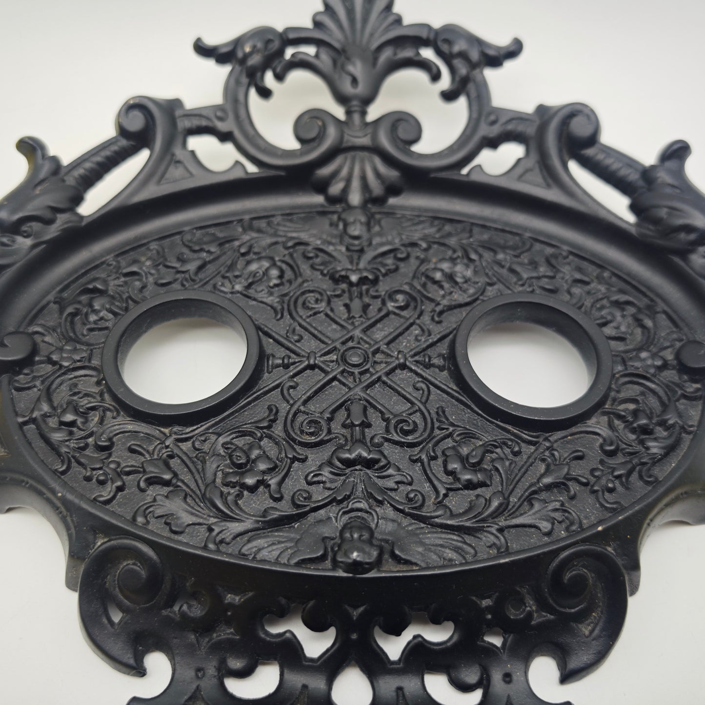 Schreibtischset schwarz Eisen Tintenfass Ornamente Lilie Briefhalter Ablage Büro organizer