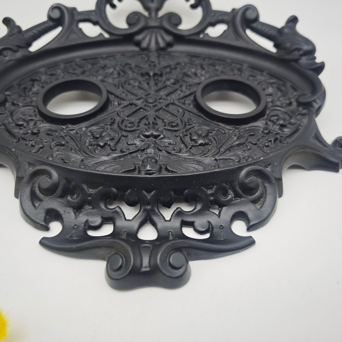 Schreibtischset schwarz Eisen Tintenfass Ornamente Lilie Briefhalter Ablage Büro organizer