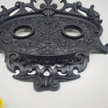 Schreibtischset schwarz Eisen Tintenfass Ornamente Lilie Briefhalter Ablage Büro organizer