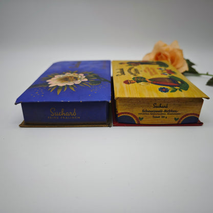 2x boîtes de chocolats Suchard boîte Reine de la Nuit Cerises de la Forêt-Noire Chocolat Lörrach boîtes de chocolats boîte de confiserie emballage vintage