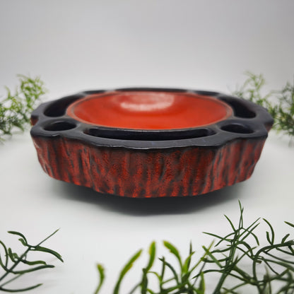 Jasba ceramic Advent wreath Advent plate red brown Midcentury 4 candles fat lava candle holder Advent bowl flower bowl flower arrangement Ikebana vase 60s 70s