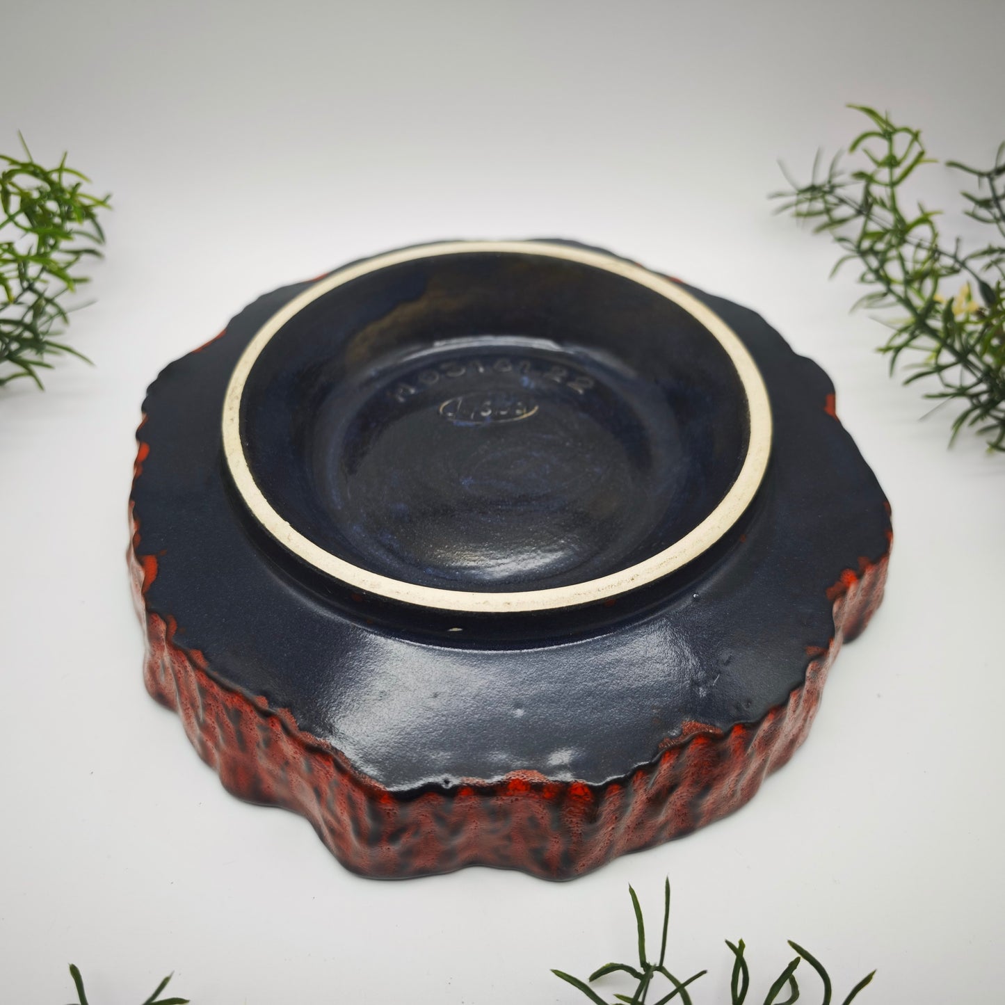 Jasba ceramic Advent wreath Advent plate red brown Midcentury 4 candles fat lava candle holder Advent bowl flower bowl flower arrangement Ikebana vase 60s 70s