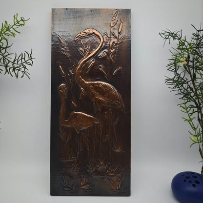 Mid Century Wandbild Kupfer Flamingos Relief Vintage 50er 60er Jahre Retro Rockabilly Boho Shabby Chic Kupferbild Flamingo Nierentischzeit