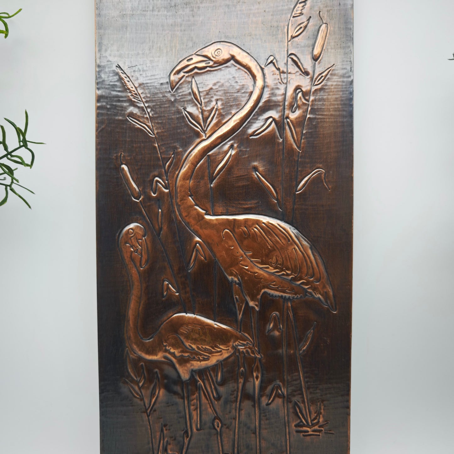 Mid Century Wandbild Kupfer Flamingos Relief Vintage 50er 60er Jahre Retro Rockabilly Boho Shabby Chic Kupferbild Flamingo Nierentischzeit