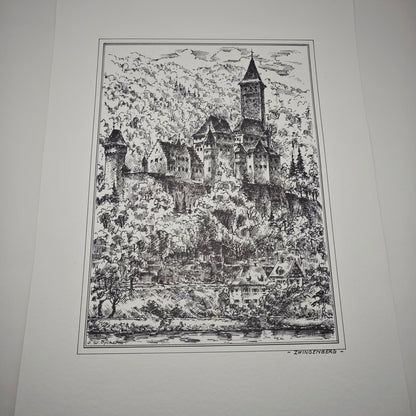 5 Radierungen Romantisches Heidelberg & Neckartal von Otto W. Pfitzer Schloss Kunst Zwingenberg Burg  Hirschhorn Panorama Ufer Neckargemünd Neckarsteinach
