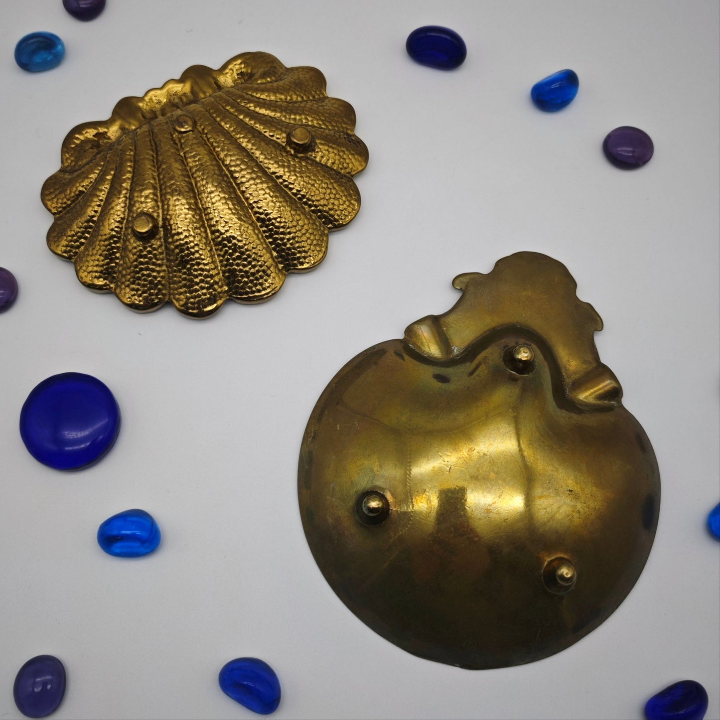 Aschenbecher Muschelform Messing Wahl zwischen matt glänzend Hollywood Regency Mid Century Art Deco Maritim Schale goldfarben trinket dish