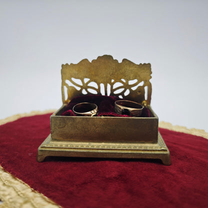 Ring box ring box brass Art Nouveau sunflower leaves wedding jewelry box vintage jewelry box ring box brass box