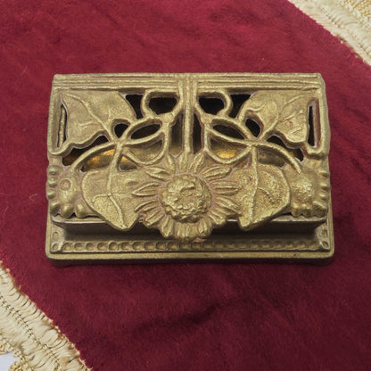 Ring box ring box brass Art Nouveau sunflower leaves wedding jewelry box vintage jewelry box ring box brass box