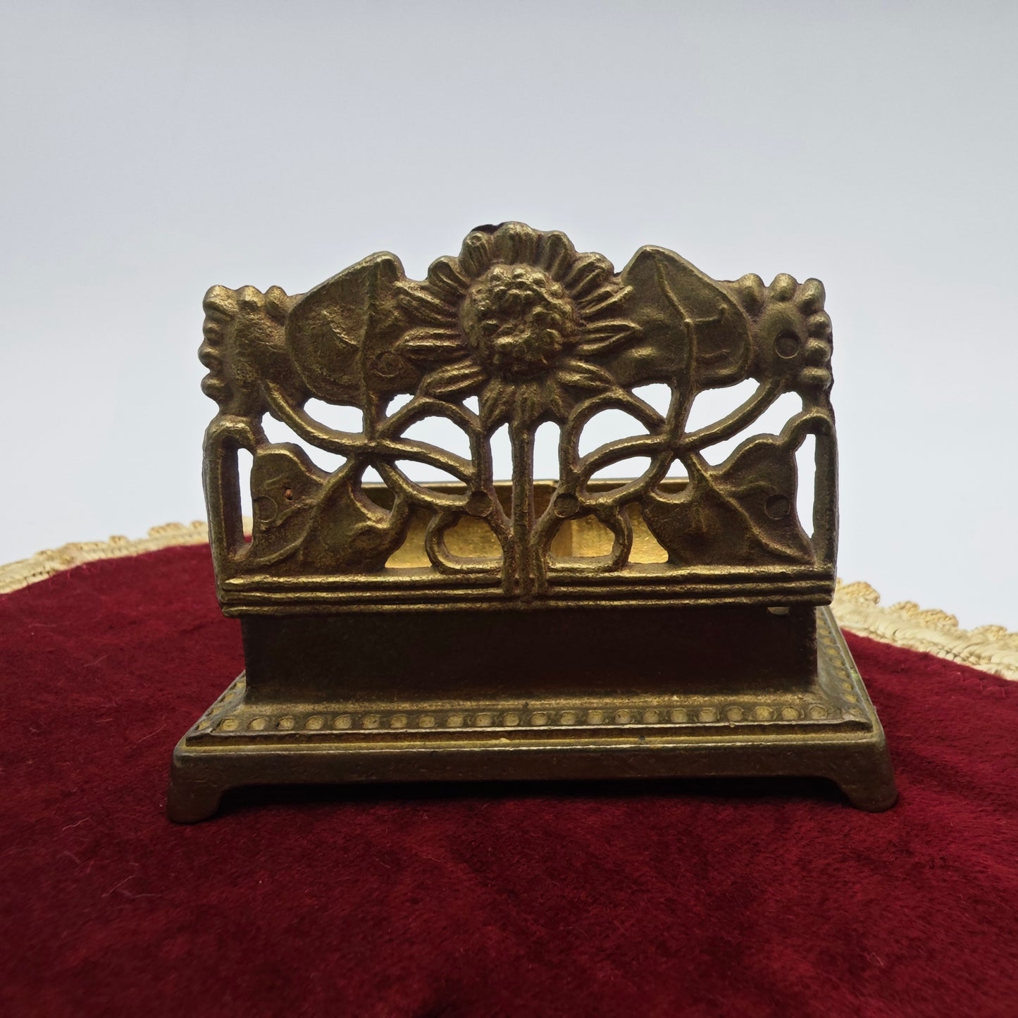 Ring box ring box brass Art Nouveau sunflower leaves wedding jewelry box vintage jewelry box ring box brass box