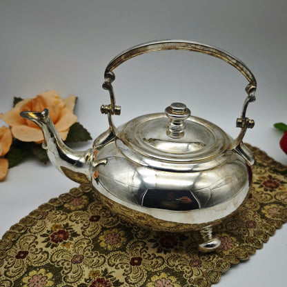 Théière Royal Ascot plaquée argent 22 cm Manchester design trépied vintage élégant théière en argent teatime