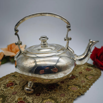 Théière Royal Ascot plaquée argent 22 cm Manchester design trépied vintage élégant théière en argent teatime