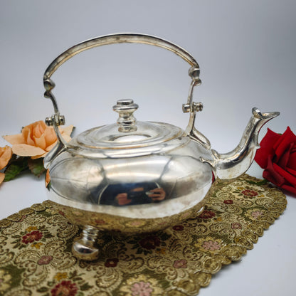 Théière Royal Ascot plaquée argent 22 cm Manchester design trépied vintage élégant théière en argent teatime