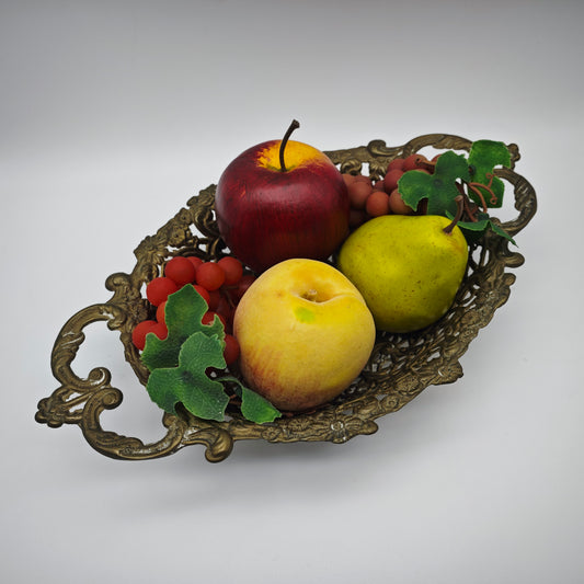 Fruit bowl bowl brass breakthrough solid vintage Hollywood Regency fruit basket baroque confectionery oval gold offering bowl key holder flowers