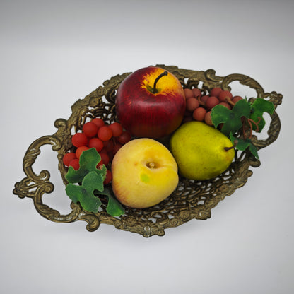 Fruit bowl bowl brass breakthrough solid vintage Hollywood Regency fruit basket baroque confectionery oval gold offering bowl key holder flowers