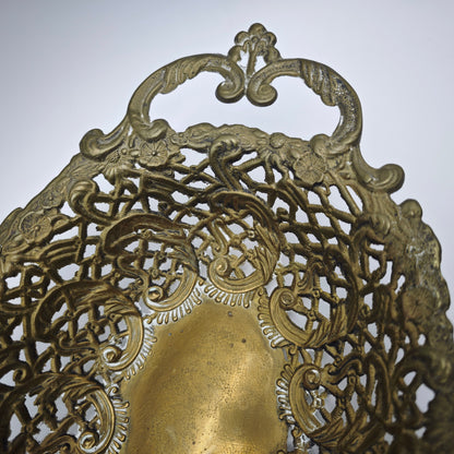 Fruit bowl bowl brass breakthrough solid vintage Hollywood Regency fruit basket baroque confectionery oval gold offering bowl key holder flowers