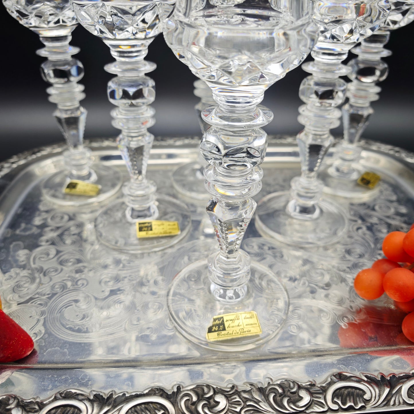 6x champagne flutes Cristal de Paris MF star champagne glass hand-cut crystal glass lead crystal wedding dinner