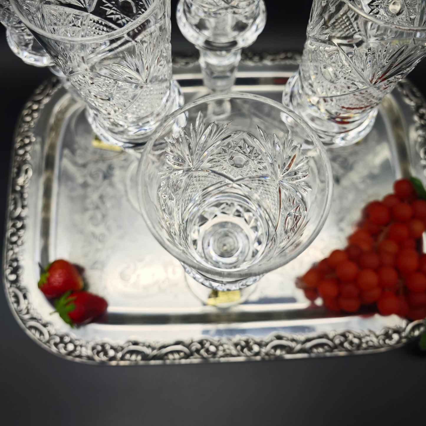 6x champagne flutes Cristal de Paris MF star champagne glass hand-cut crystal glass lead crystal wedding dinner