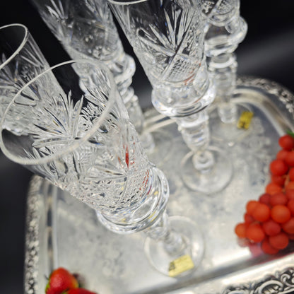 6x champagne flutes Cristal de Paris MF star champagne glass hand-cut crystal glass lead crystal wedding dinner