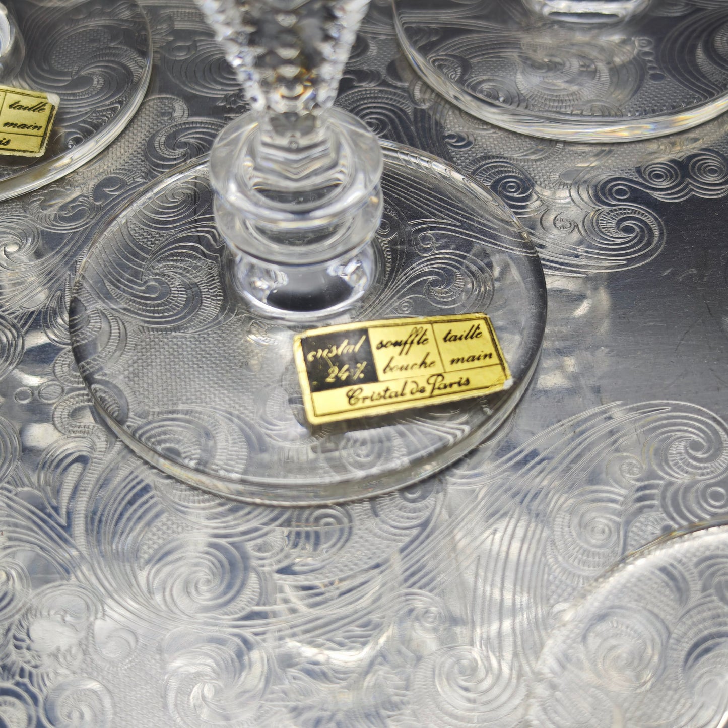 6x champagne flutes Cristal de Paris MF star champagne glass hand-cut crystal glass lead crystal wedding dinner