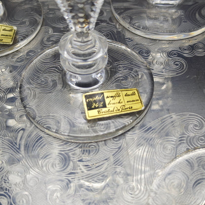 6x champagne flutes Cristal de Paris MF star champagne glass hand-cut crystal glass lead crystal wedding dinner