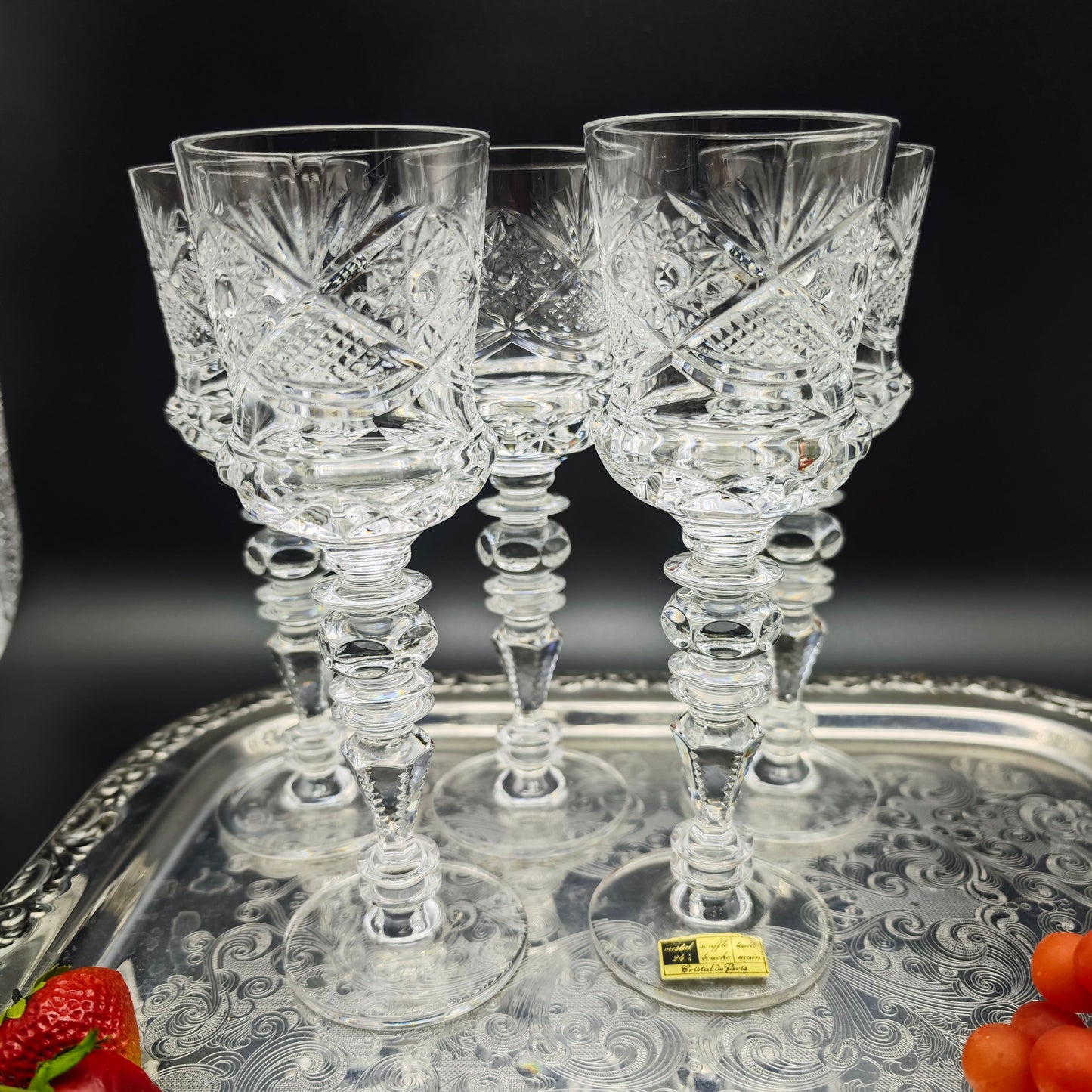 5x wine glass Cristal de Paris MF star drinking glass hand-cut crystal glass lead crystal wedding dinner