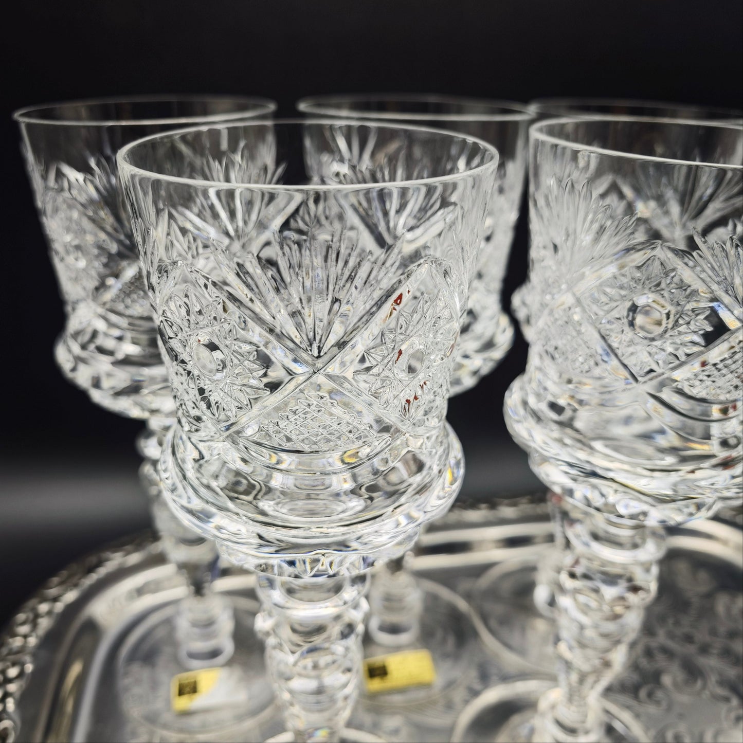 5x Weinglas Cristal de Paris M.F. Stern Trinkglas handgeschliffen Kristallglas Bleikristall Hochzeit Dinner