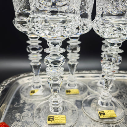 5x Weinglas Cristal de Paris M.F. Stern Trinkglas handgeschliffen Kristallglas Bleikristall Hochzeit Dinner
