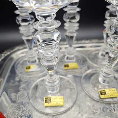 5x Weinglas Cristal de Paris M.F. Stern Trinkglas handgeschliffen Kristallglas Bleikristall Hochzeit Dinner