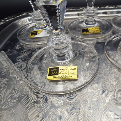5x Weinglas Cristal de Paris M.F. Stern Trinkglas handgeschliffen Kristallglas Bleikristall Hochzeit Dinner