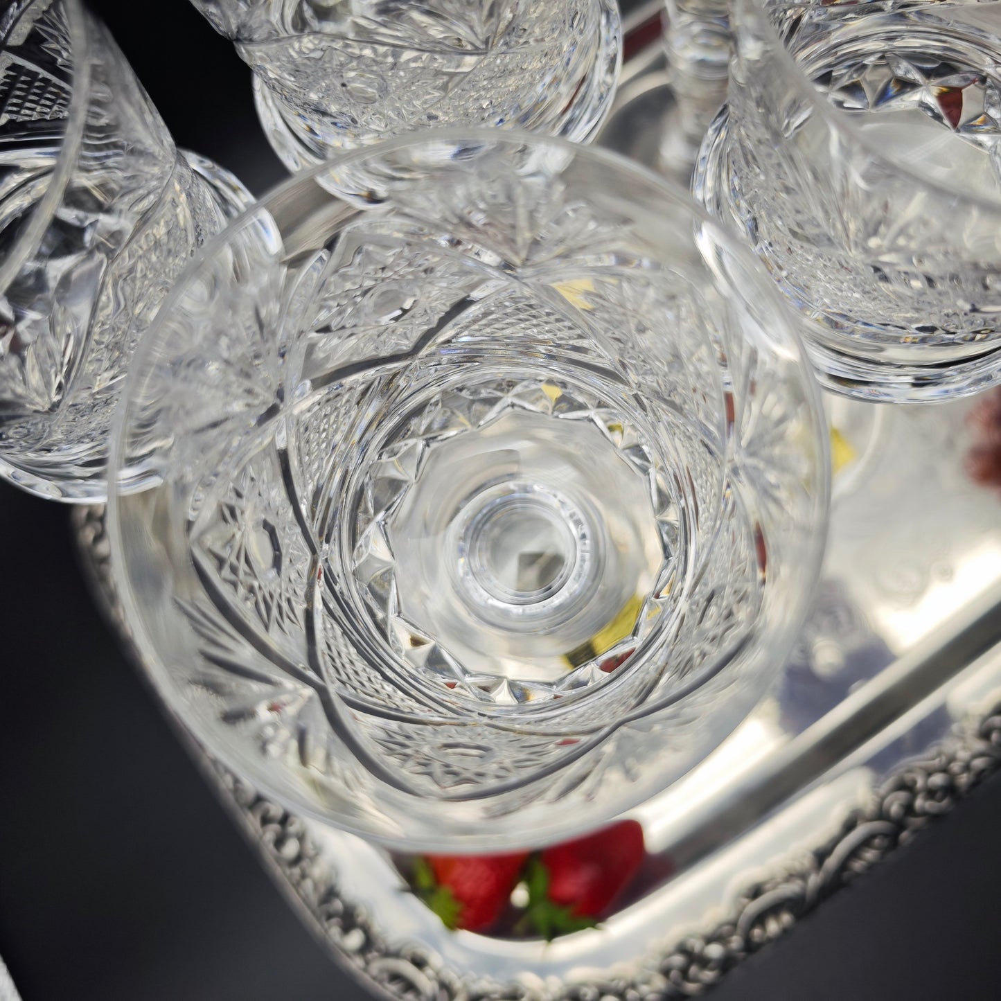 5x Weinglas Cristal de Paris M.F. Stern Trinkglas handgeschliffen Kristallglas Bleikristall Hochzeit Dinner