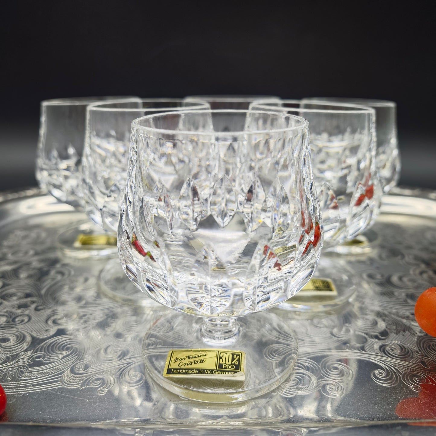 6x Cognac Glas Barthmann Cristall Trinkglas handgeschliffen Kristallglas Bleikristall Hochzeit Dinner