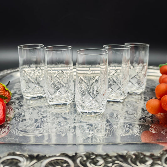 5x shot glasses stamper shot drinking glass hand-cut crystal glass lead crystal wedding dinner