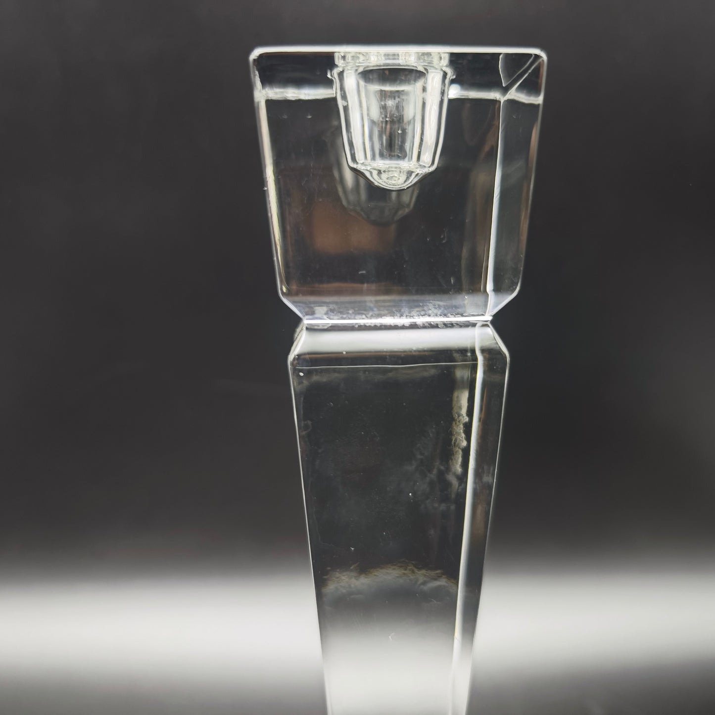2x Nachtmann candlesticks modern Art Deco crystal glass obelisk staircase pyramid set candlesticks