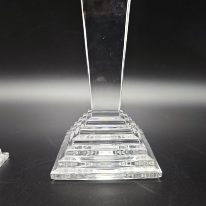 2x Nachtmann candlesticks modern Art Deco crystal glass obelisk staircase pyramid set candlesticks