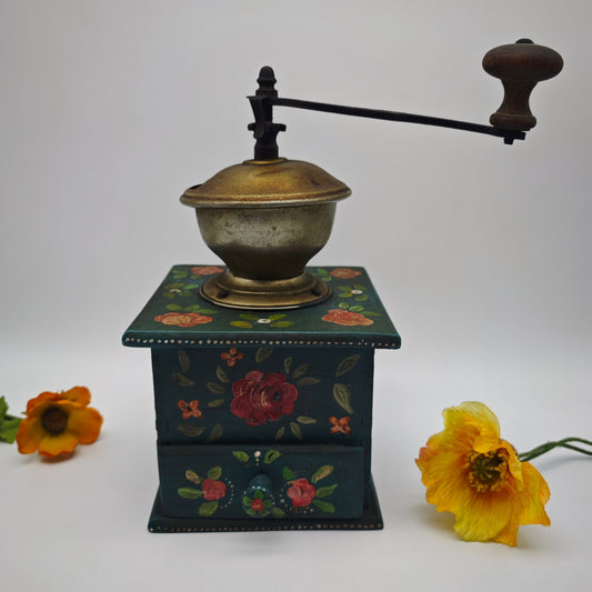 Kaffeemühle vintage Bauernmalerei kurbel manuell Handmühle Dekoration Landhaus Küche