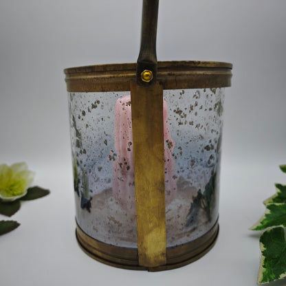 Lantern glass brass lantern textured glass handle 16 cm Hollywood Regency maximalism