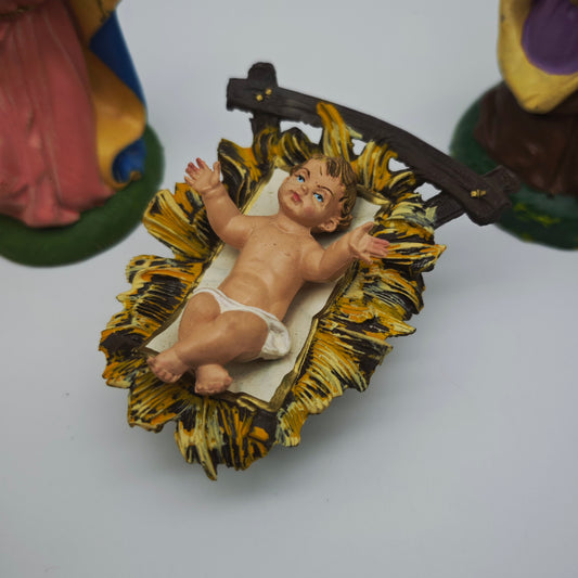 Depose Italy figures set Jesus Mary Joseph crib hand-painted miniatures Christmas home altar vintage