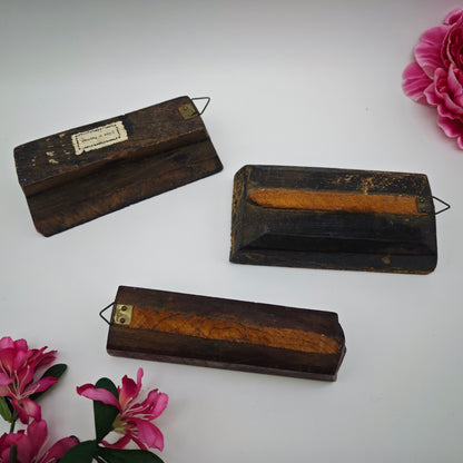 Lot de 3 tampons Batik en bois sculptés à la main, vintage, pour tissu, modèle d'impression, Inde, Pakistan, antique
