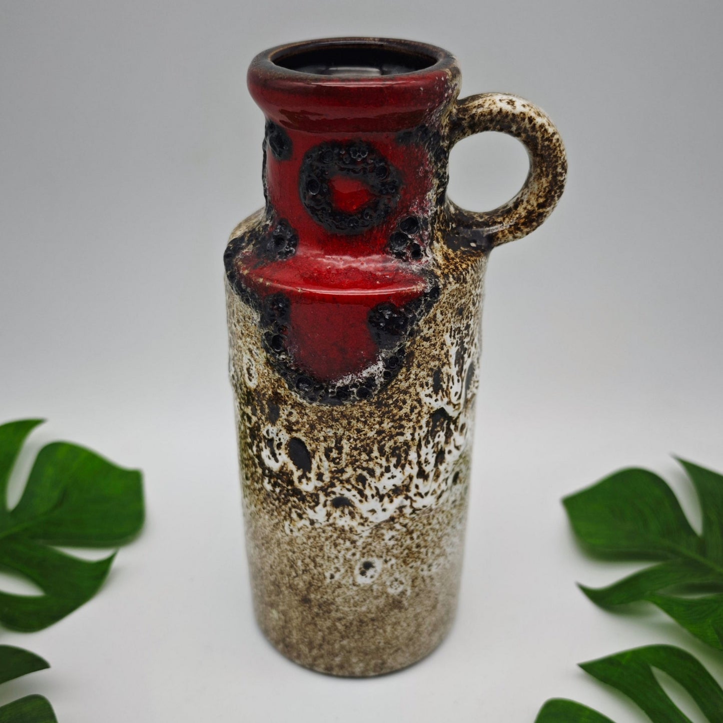 Scheurich Fat Lava Vase 401-20 rot weiß braun West German Pottery vintage midcentury