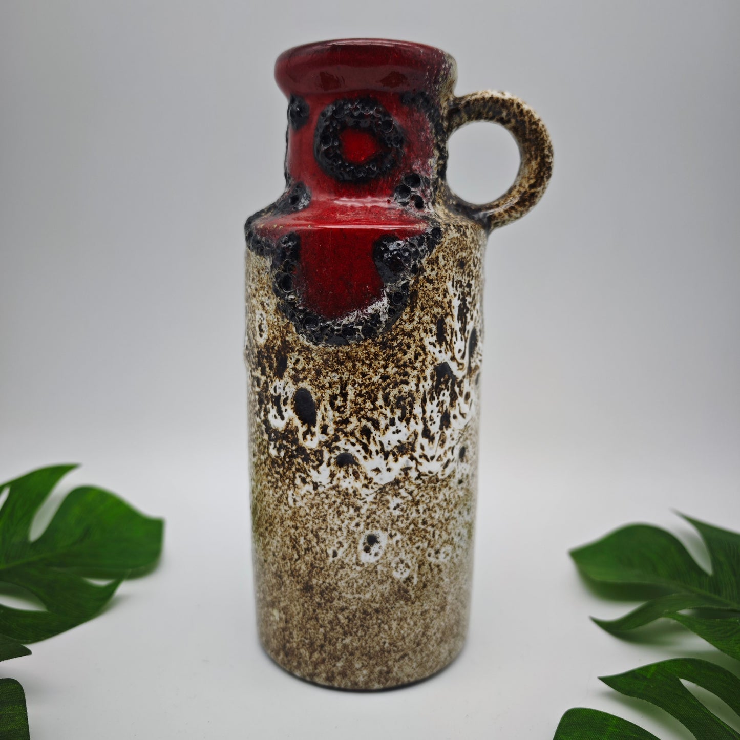 Scheurich Fat Lava Vase 401-20 rot weiß braun West German Pottery vintage midcentury