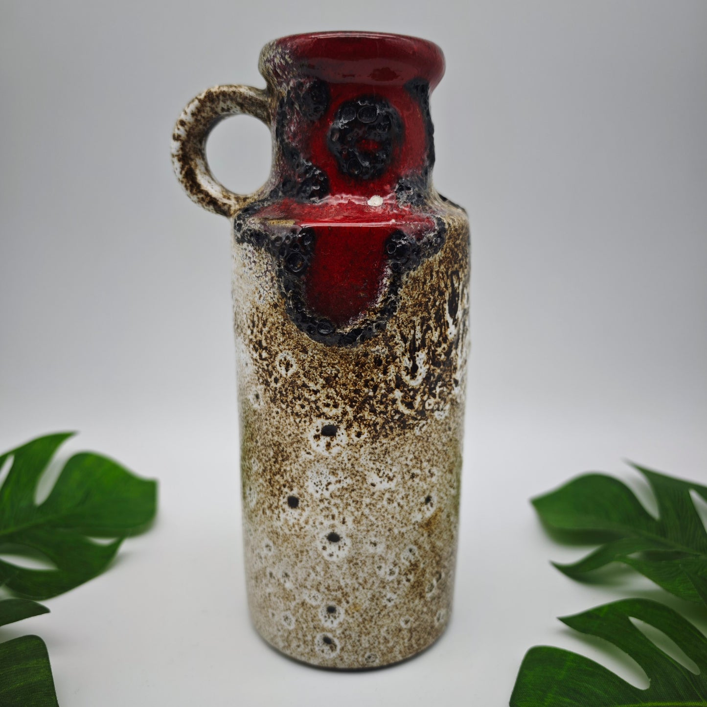 Scheurich Fat Lava Vase 401-20 rot weiß braun West German Pottery vintage midcentury