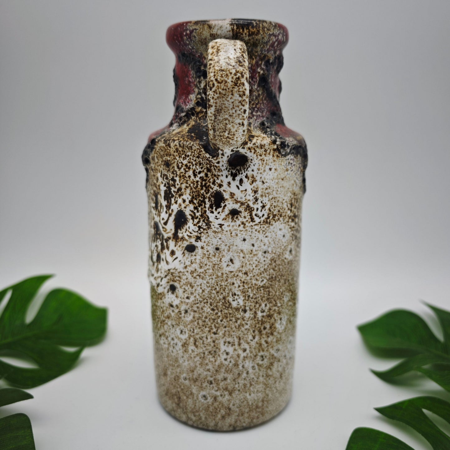Scheurich Fat Lava Vase 401-20 rot weiß braun West German Pottery vintage midcentury