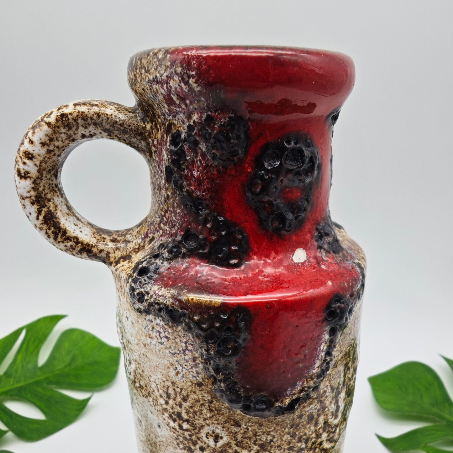 Scheurich Fat Lava Vase 401-20 rot weiß braun West German Pottery vintage midcentury